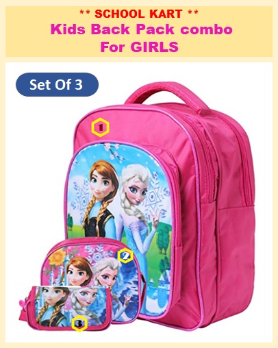 14 Inches Stylish School Bag - Combo For Girls- Kids Back Pack combo - Set Of 3 